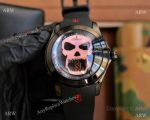 Copy Corum Bubble Magical 3D Skull & Black Steel Men's Skull Watch